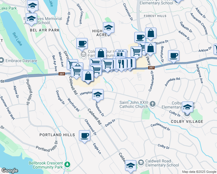 map of restaurants, bars, coffee shops, grocery stores, and more near 74 Hollyoake Lane in Dartmouth
