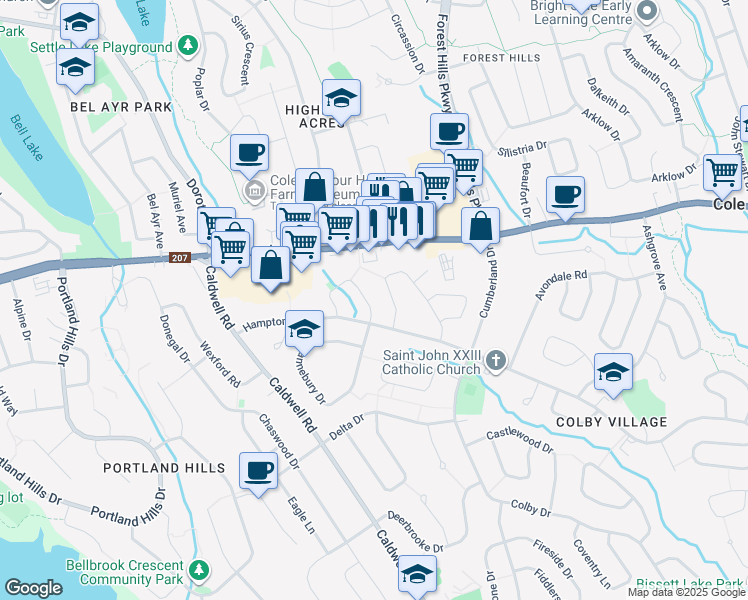 map of restaurants, bars, coffee shops, grocery stores, and more near 15 Hollyoake Lane in Dartmouth