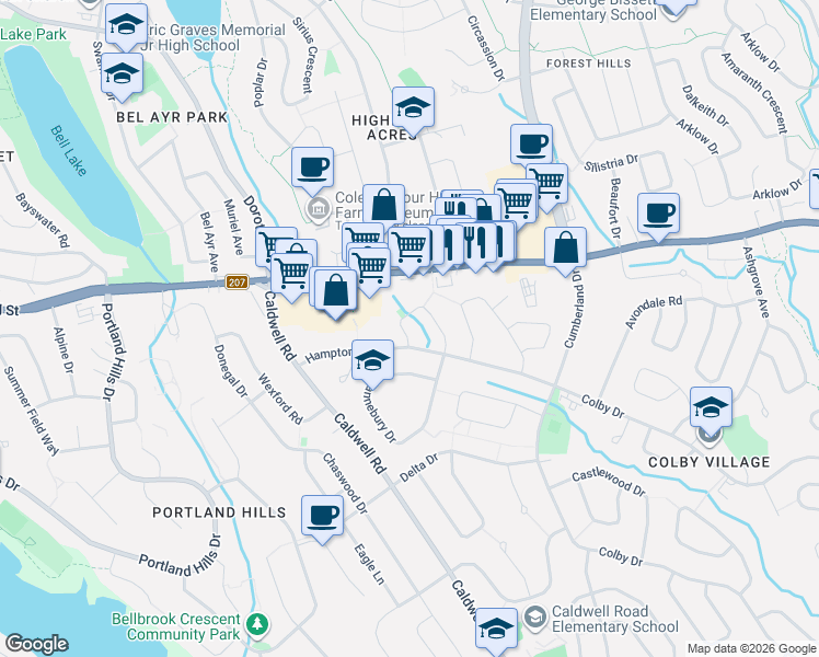 map of restaurants, bars, coffee shops, grocery stores, and more near 60 Hollyoake Lane in Dartmouth