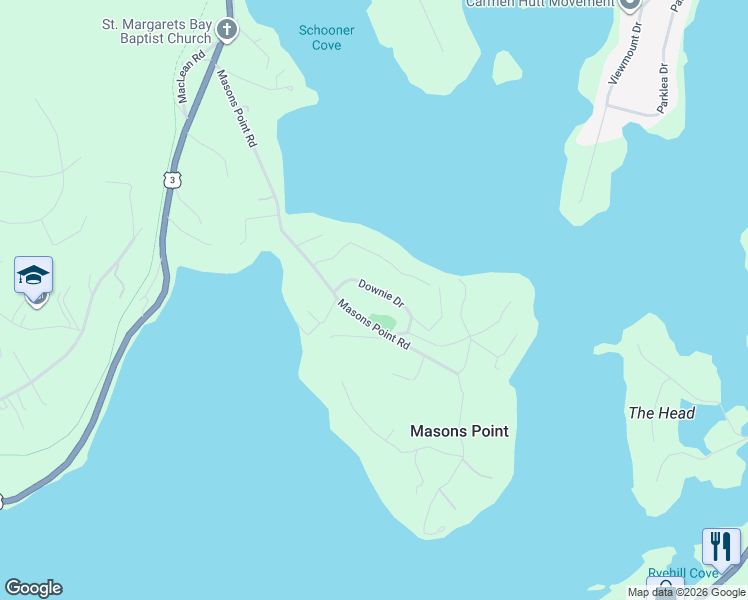 map of restaurants, bars, coffee shops, grocery stores, and more near 42 Downie Drive in Head of Saint Margarets Bay