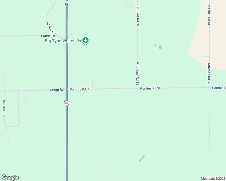 map of restaurants, bars, coffee shops, grocery stores, and more near 159-499 Pontius Road Southeast in Kalkaska