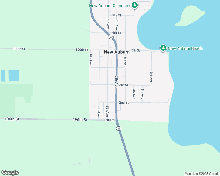 map of restaurants, bars, coffee shops, grocery stores, and more near 7292 3rd Avenue in New Auburn