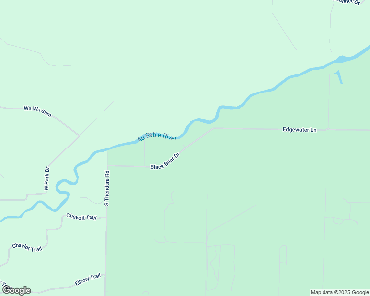 map of restaurants, bars, coffee shops, grocery stores, and more near 369 Black Bear Drive in Grayling