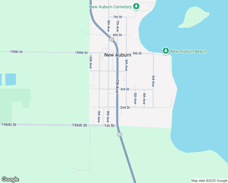 map of restaurants, bars, coffee shops, grocery stores, and more near 7292 3rd Avenue in New Auburn