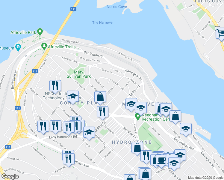 map of restaurants, bars, coffee shops, grocery stores, and more near 5378 Vestry Street in Halifax