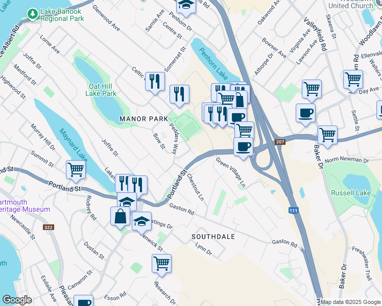 map of restaurants, bars, coffee shops, grocery stores, and more near 5 Rose Way in Dartmouth