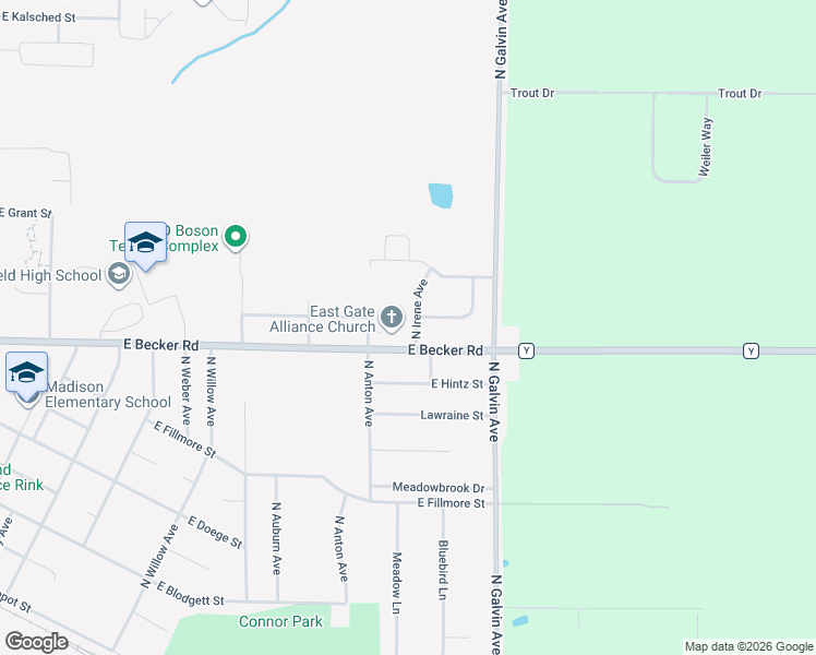 map of restaurants, bars, coffee shops, grocery stores, and more near 2203 East Becker Road in Marshfield