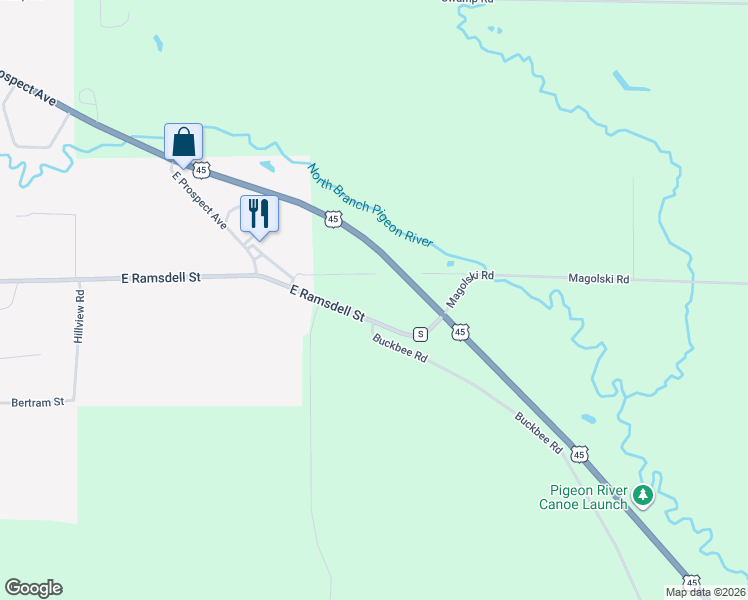 map of restaurants, bars, coffee shops, grocery stores, and more near E7254 County Road S in Marion