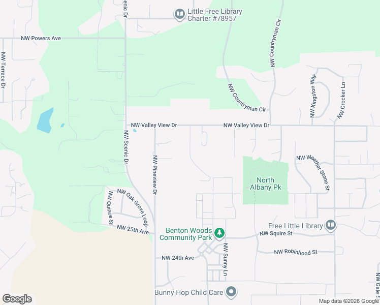 map of restaurants, bars, coffee shops, grocery stores, and more near Northwest Arlington Drive in Albany