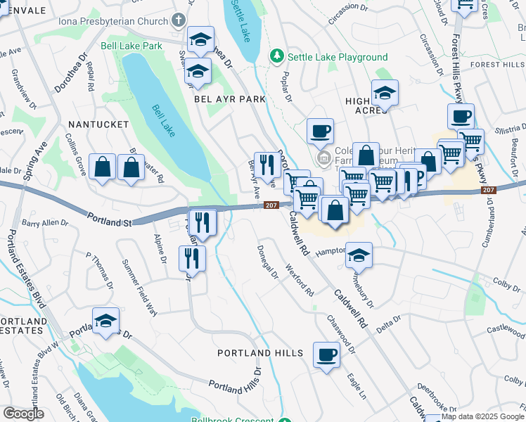 map of restaurants, bars, coffee shops, grocery stores, and more near 892 Portland Street in Dartmouth