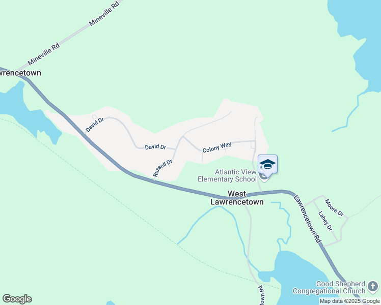 map of restaurants, bars, coffee shops, grocery stores, and more near 43 Colony Way in Lawrencetown