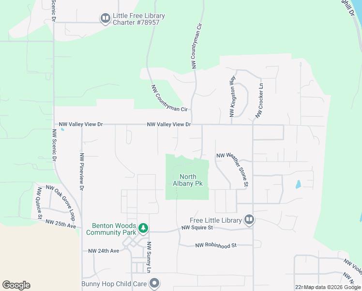 map of restaurants, bars, coffee shops, grocery stores, and more near 2760 Northwest Hillcrest Place in Albany