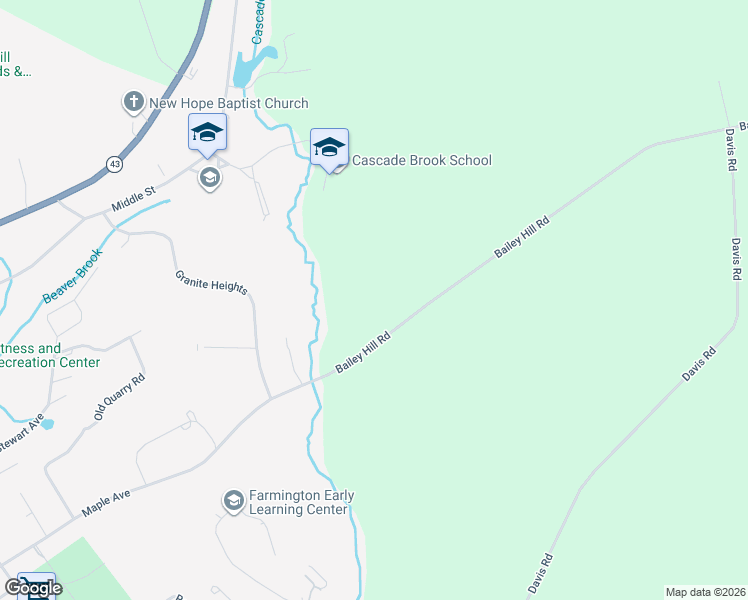 map of restaurants, bars, coffee shops, grocery stores, and more near 370 Bailey Hill Road in Farmington