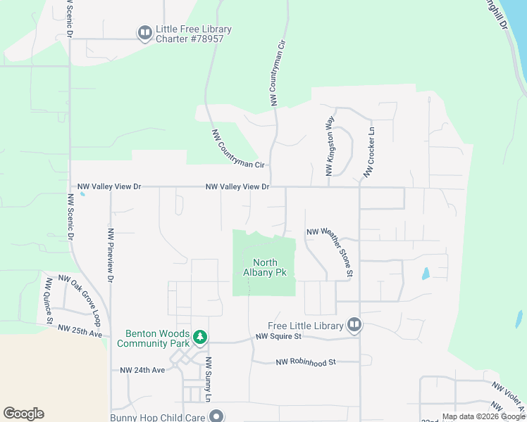 map of restaurants, bars, coffee shops, grocery stores, and more near 2760 Northwest Hillcrest Place in Albany