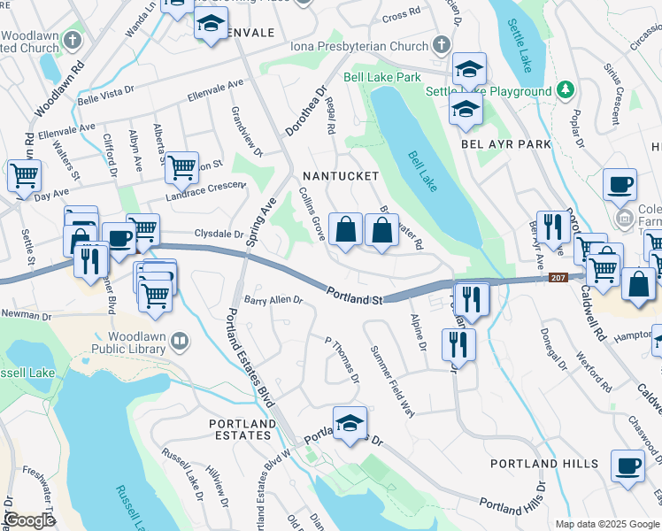 map of restaurants, bars, coffee shops, grocery stores, and more near 77 Collins Grove in Dartmouth