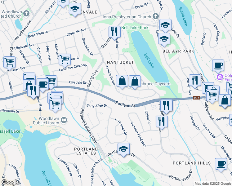 map of restaurants, bars, coffee shops, grocery stores, and more near 77 Collins Grove in Dartmouth