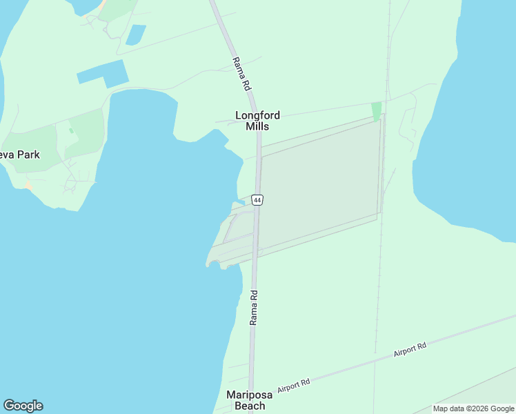 map of restaurants, bars, coffee shops, grocery stores, and more near 6457 County Road 44 in Orillia