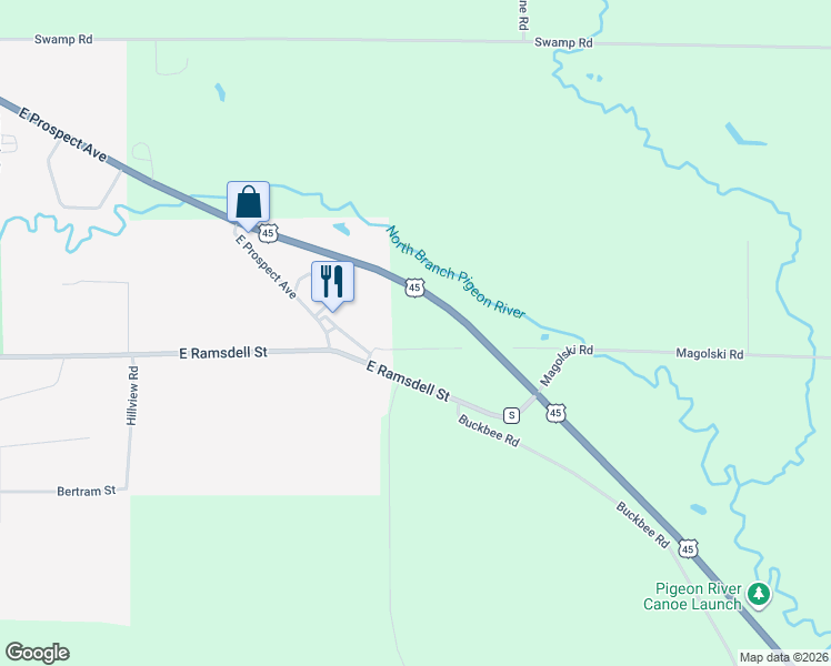 map of restaurants, bars, coffee shops, grocery stores, and more near E7254 County Road S in Marion