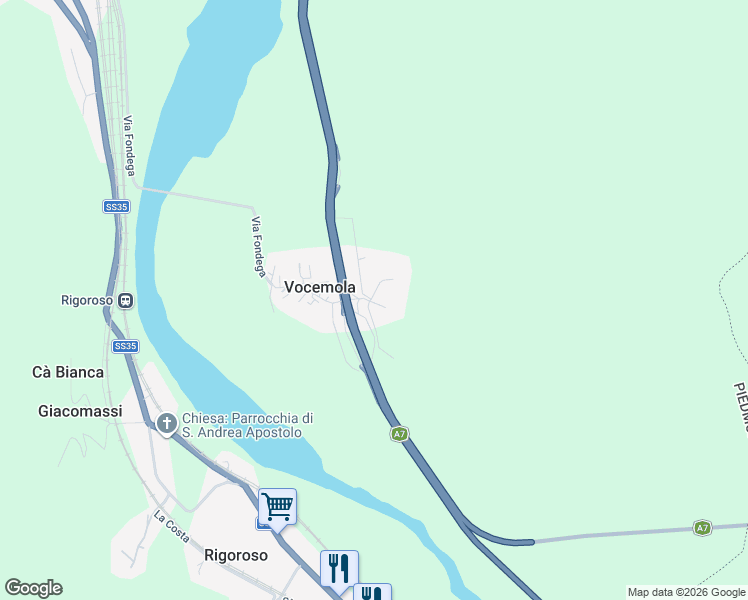 map of restaurants, bars, coffee shops, grocery stores, and more near 3 Via Castello in Vocemola