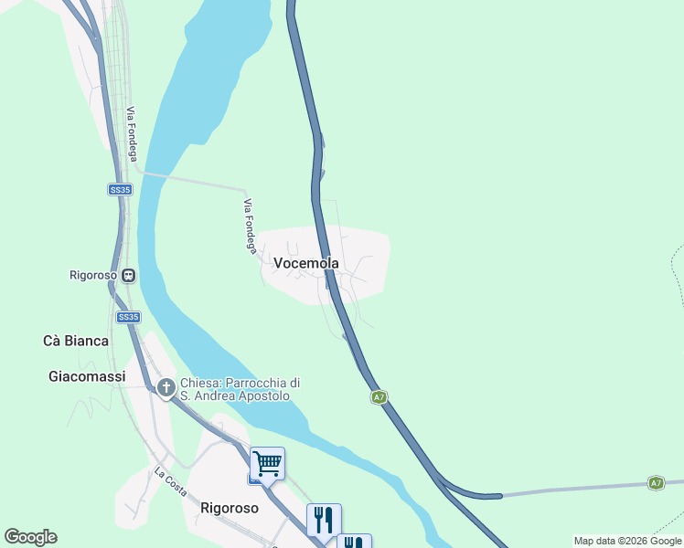 map of restaurants, bars, coffee shops, grocery stores, and more near 3 Via Castello in Vocemola