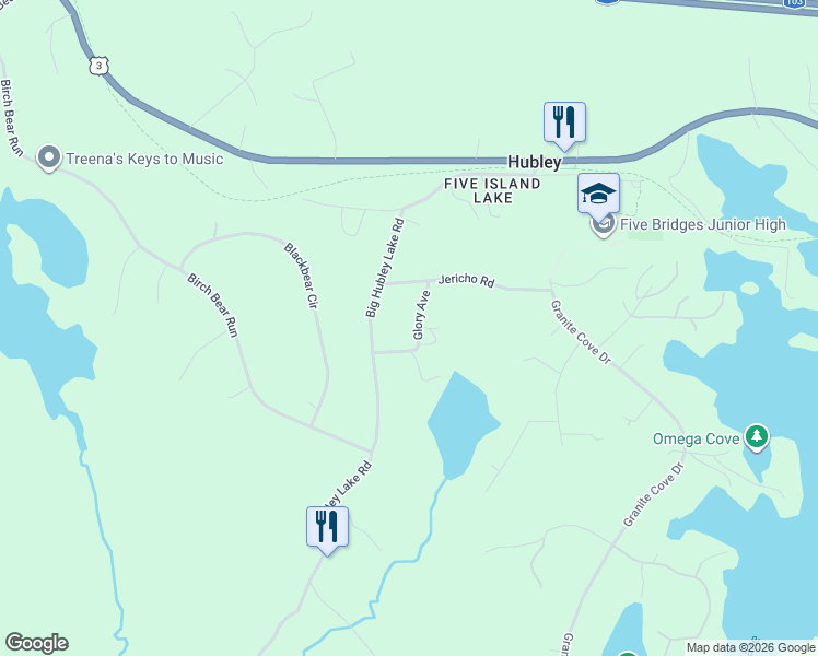 map of restaurants, bars, coffee shops, grocery stores, and more near 27 Glory Avenue in Hubley