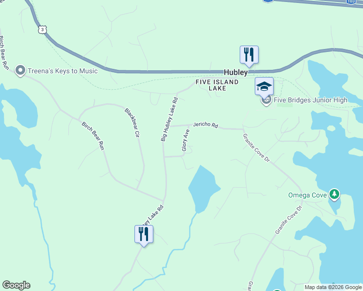 map of restaurants, bars, coffee shops, grocery stores, and more near 27 Glory Avenue in Hubley