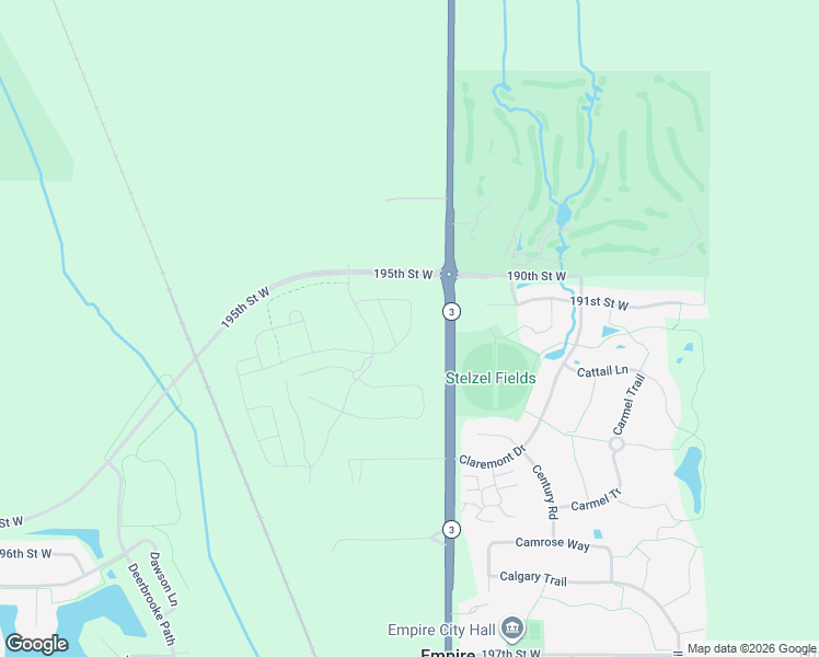 map of restaurants, bars, coffee shops, grocery stores, and more near 195th Street West in Farmington