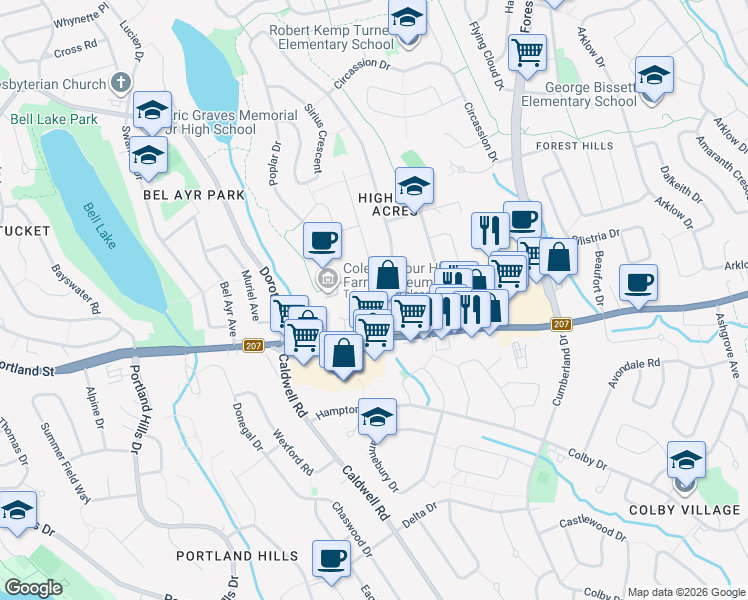 map of restaurants, bars, coffee shops, grocery stores, and more near 11 Linden Court in Dartmouth