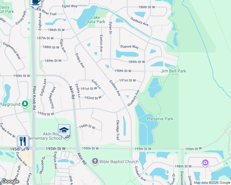 map of restaurants, bars, coffee shops, grocery stores, and more near 19195 Embers Avenue in Farmington