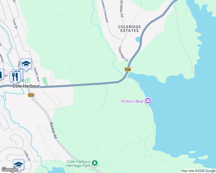 map of restaurants, bars, coffee shops, grocery stores, and more near 1506 Cole Harbour Road in Cole Harbour