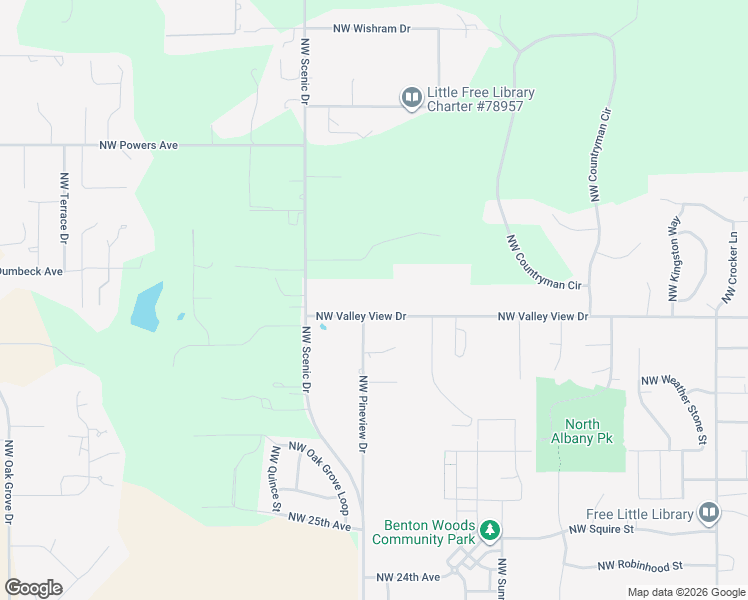 map of restaurants, bars, coffee shops, grocery stores, and more near 3475 Northwest Valley View Drive in Albany