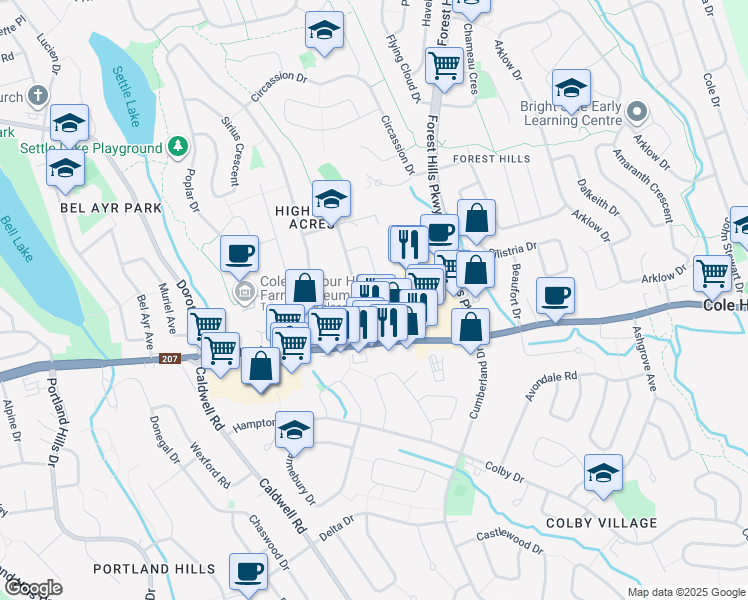 map of restaurants, bars, coffee shops, grocery stores, and more near 1 Estelle Drive in Dartmouth