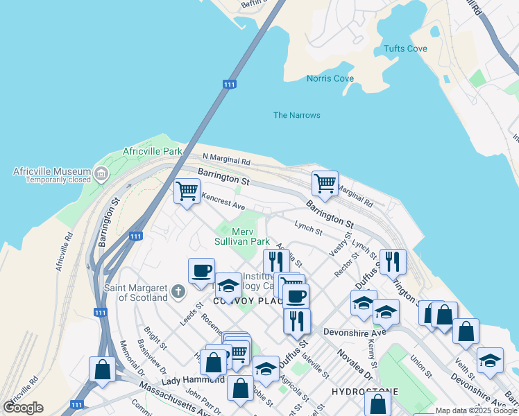 map of restaurants, bars, coffee shops, grocery stores, and more near 3749 Kencrest Avenue in Halifax