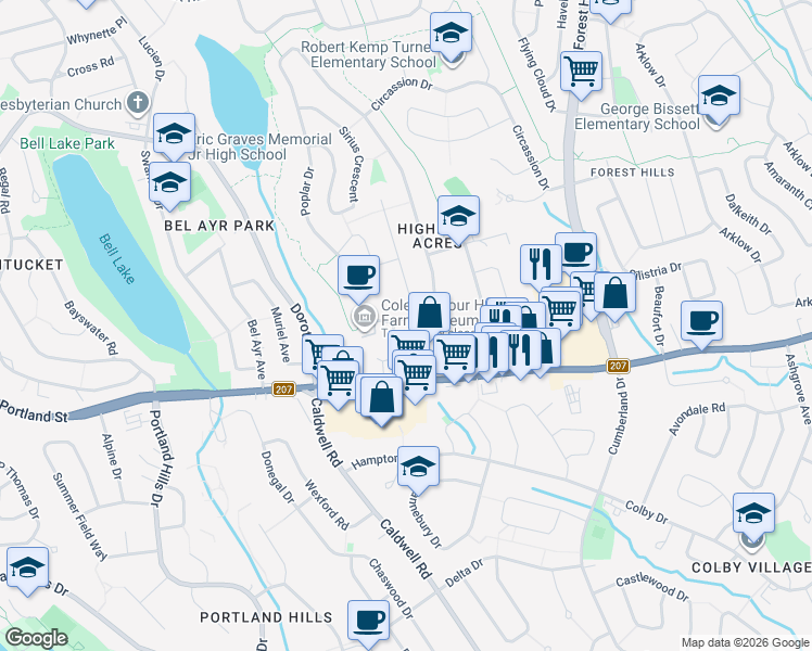 map of restaurants, bars, coffee shops, grocery stores, and more near 5 Poplar Drive in Dartmouth