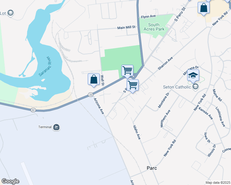 map of restaurants, bars, coffee shops, grocery stores, and more near 7 Kim Ct in Plattsburgh