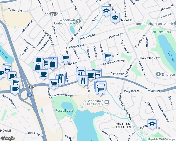 map of restaurants, bars, coffee shops, grocery stores, and more near 11 Cathy Cross Drive in Dartmouth