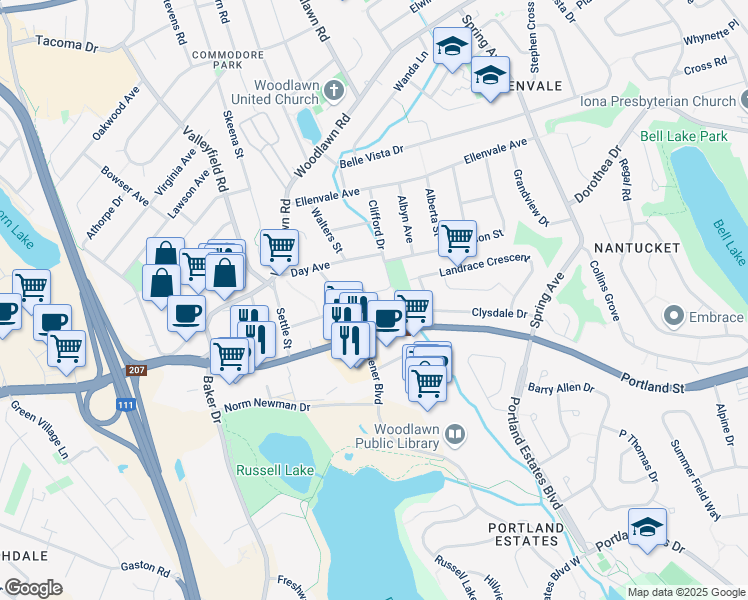map of restaurants, bars, coffee shops, grocery stores, and more near 11 Cathy Cross Drive in Dartmouth