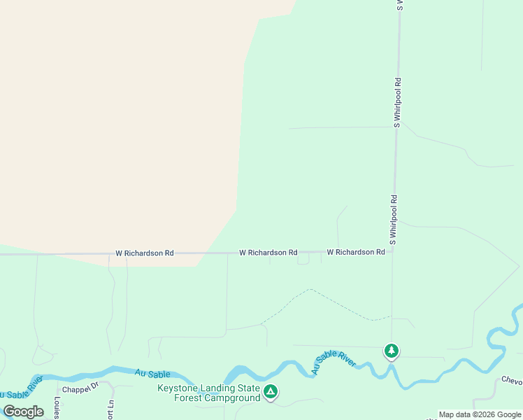 map of restaurants, bars, coffee shops, grocery stores, and more near Old Keystone Landing Road in Grayling