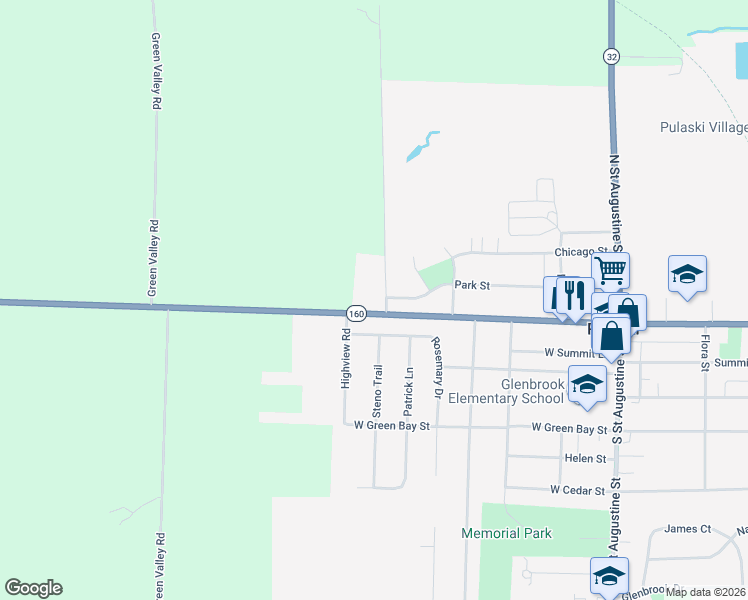map of restaurants, bars, coffee shops, grocery stores, and more near 511 West Pulaski Street in Pulaski