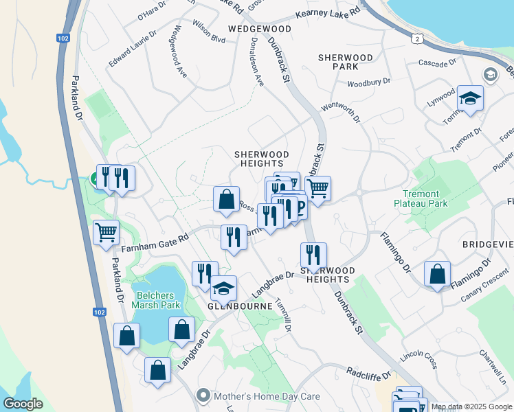 map of restaurants, bars, coffee shops, grocery stores, and more near 248 Ross Street in Halifax