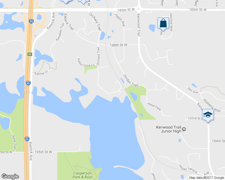 map of restaurants, bars, coffee shops, grocery stores, and more near 19121 Orchard Trail in Lakeville