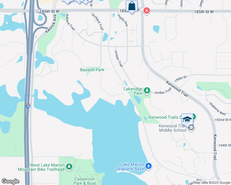 map of restaurants, bars, coffee shops, grocery stores, and more near 19121 Orchard Trail in Lakeville