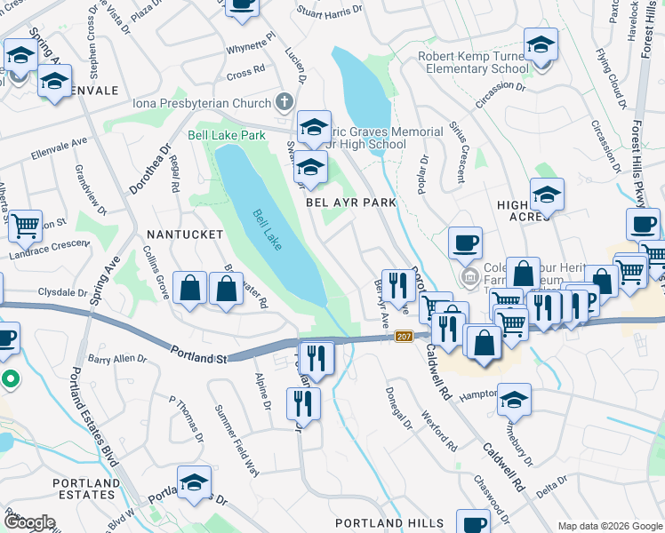 map of restaurants, bars, coffee shops, grocery stores, and more near 30 Swanton Drive in Dartmouth