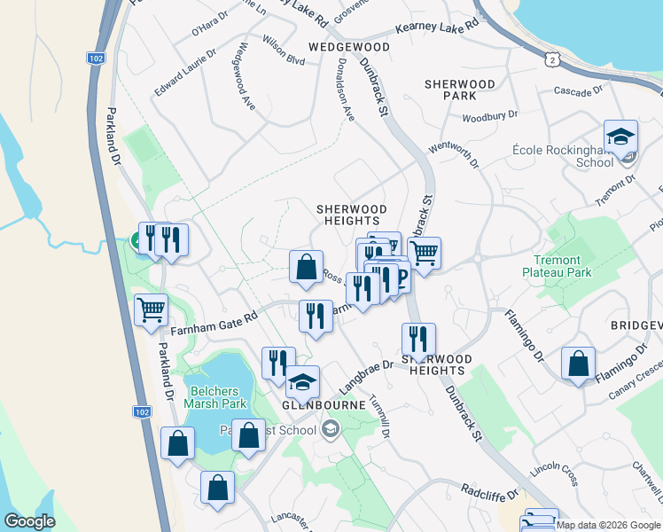 map of restaurants, bars, coffee shops, grocery stores, and more near 230 Ross Street in Halifax