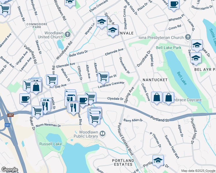 map of restaurants, bars, coffee shops, grocery stores, and more near 27 Anderson Street in Dartmouth