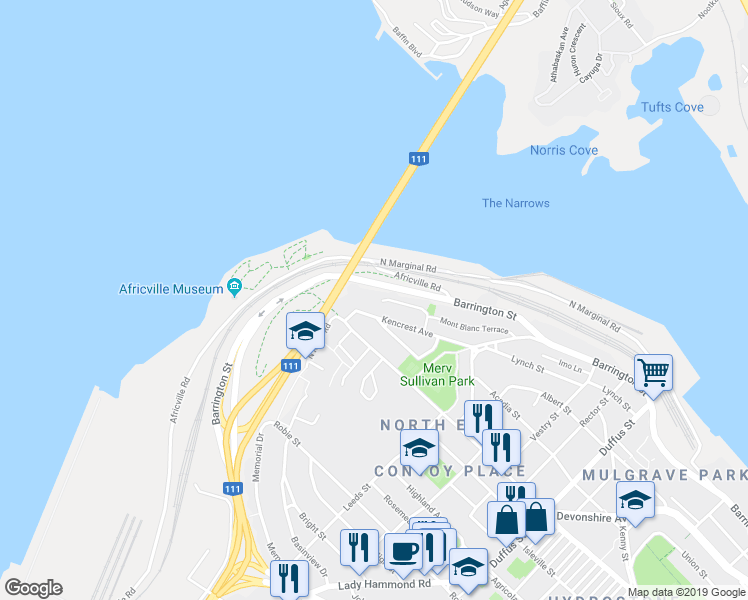 map of restaurants, bars, coffee shops, grocery stores, and more near 3879 Mont Blanc Terrace in Halifax