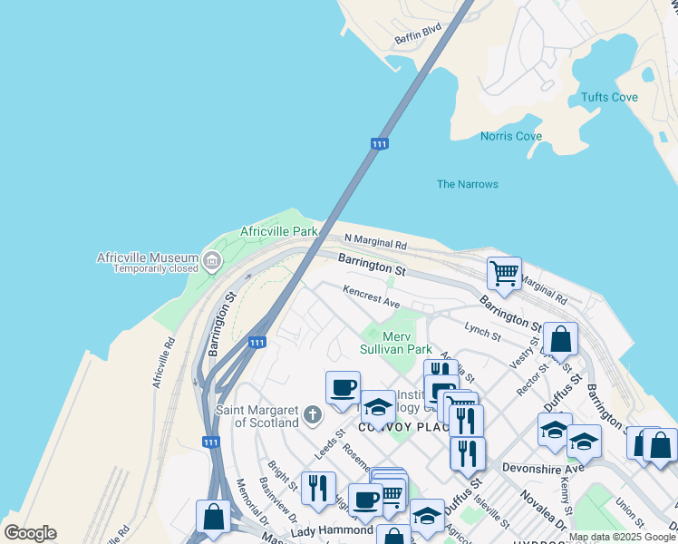 map of restaurants, bars, coffee shops, grocery stores, and more near 3879 Mont Blanc Terrace in Halifax