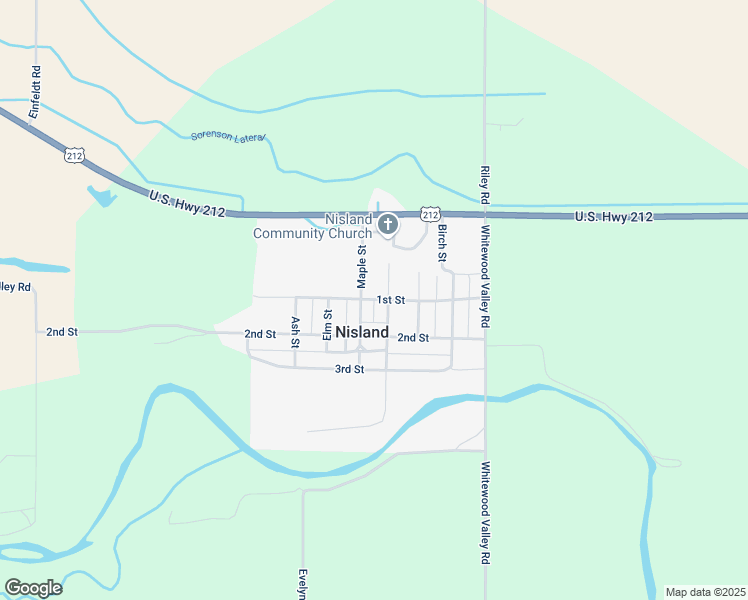 map of restaurants, bars, coffee shops, grocery stores, and more near 1st Street in Nisland