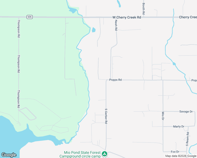 map of restaurants, bars, coffee shops, grocery stores, and more near 16 South Gerber Road in Mio