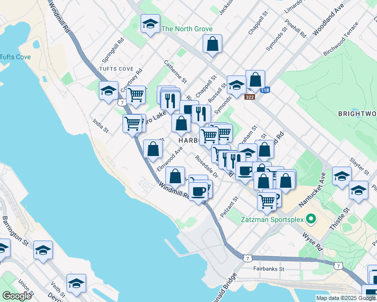map of restaurants, bars, coffee shops, grocery stores, and more near 6 Mitchell Street in Dartmouth
